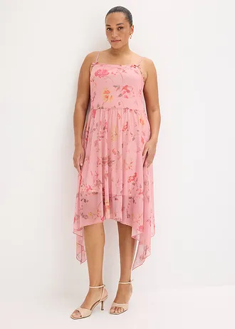 Robe en jersey mesh délicat, Couleur: rose cendré floral