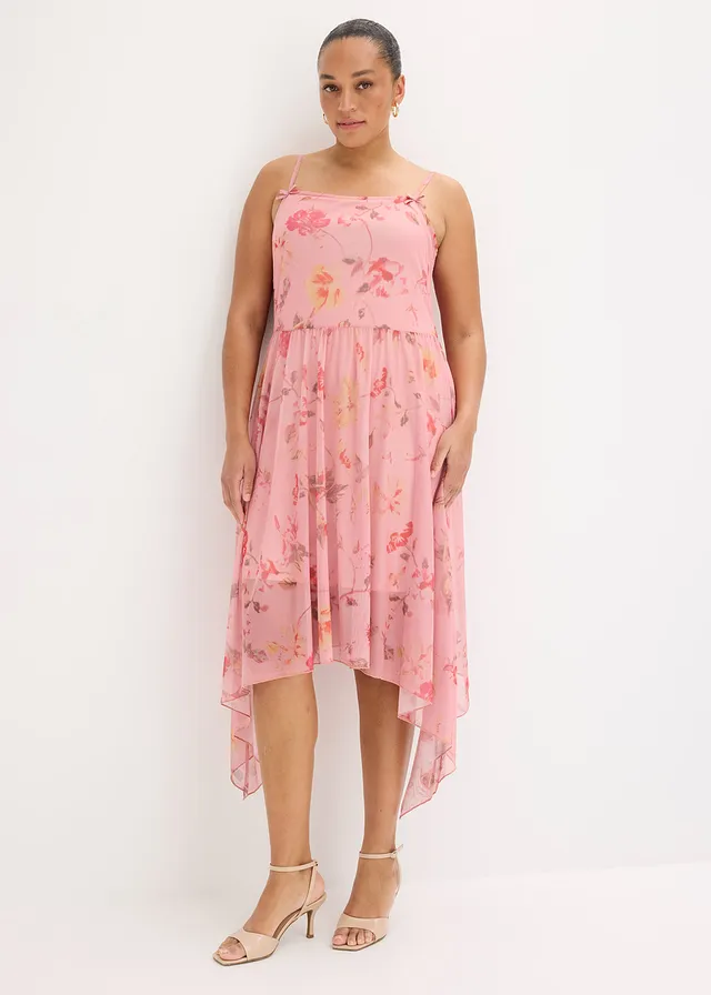 Jersey jurk van zacht mesh, Kleur: asroze gebloemd