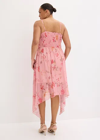 Jersey jurk van zacht mesh, Kleur: asroze gebloemd