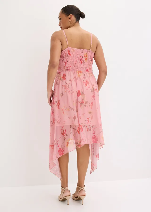 Jersey jurk van zacht mesh, Kleur: asroze gebloemd