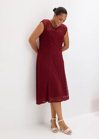 Robe évasée en dentelle, Couleur: rouge rubis