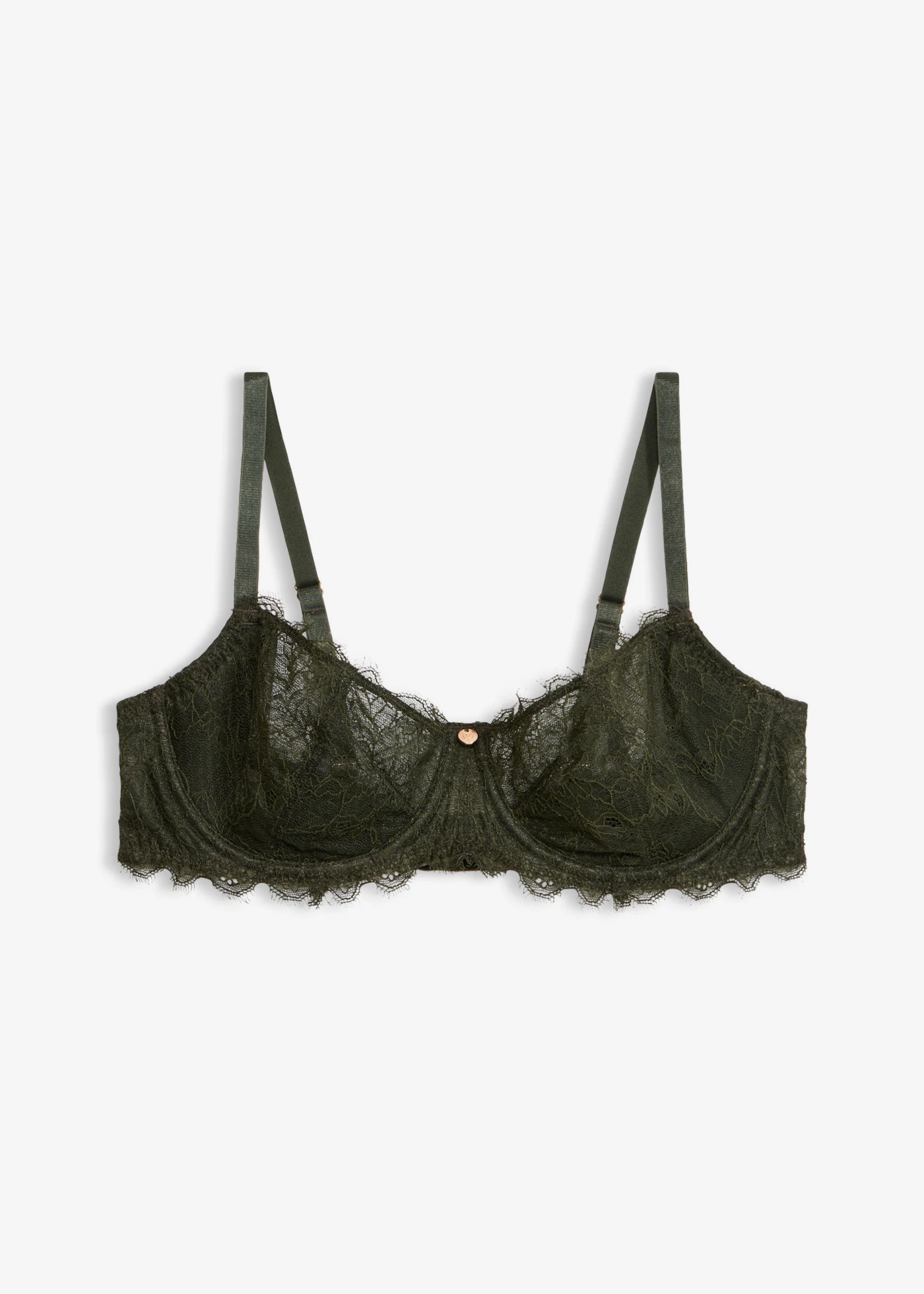 Beugel bh met een kleine padding en sierlijk kant • nachtolijfgroen • bonprix online shop