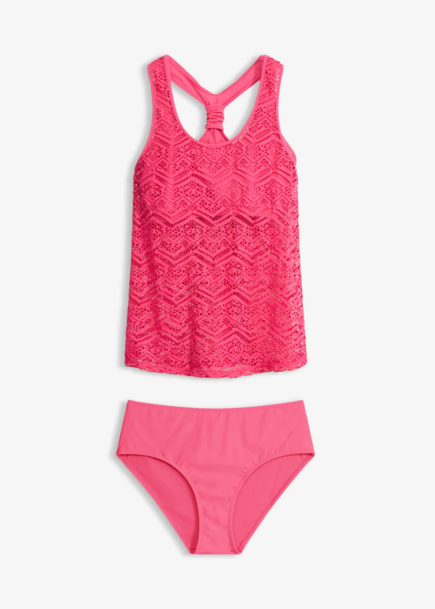 Costum de baie tankini (set/2 piese) din dantelă • pink • magazin bonprix