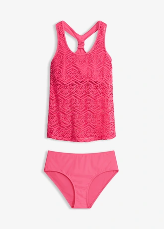 Tankini z koronki (komplet 2-cz.) • różowy • sklep bonprix