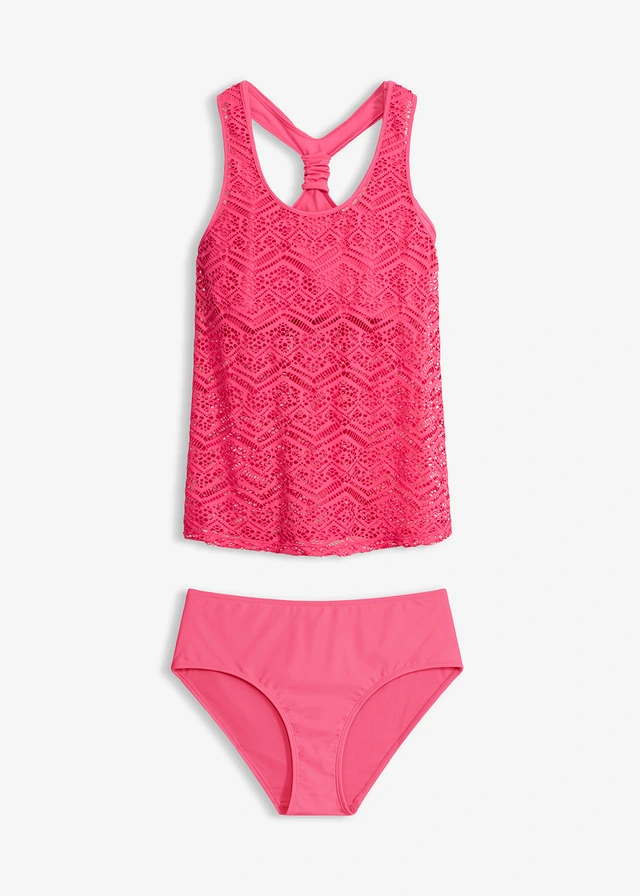 Tankini z koronki (komplet 2-cz.) • różowy • sklep bonprix