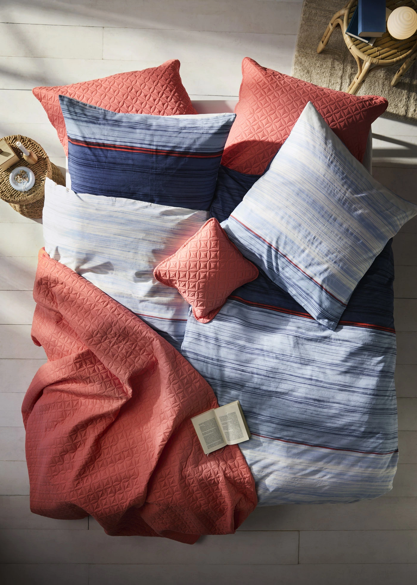 Parure de lit en linon • bleu • Boutique bonprix