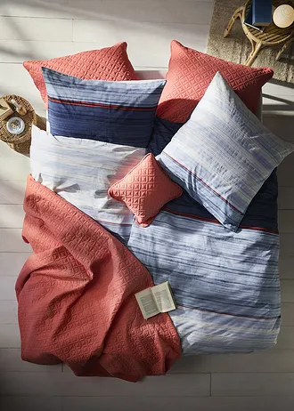 Parure de lit en linon, Couleur: bleu