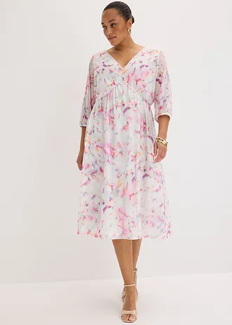 Robe en jersey mesh délicat, Couleur: écru floral