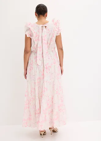 Robe longue 100% coton, Couleur: écru floral