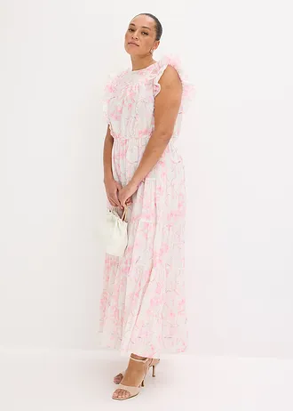 Robe longue 100% coton, Couleur: écru floral