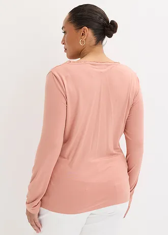 T-shirt manches longues doux, Couleur: marron poudré