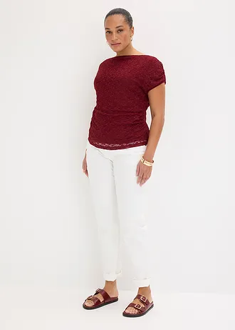 T-shirt à dentelle, Couleur: rouge rubis