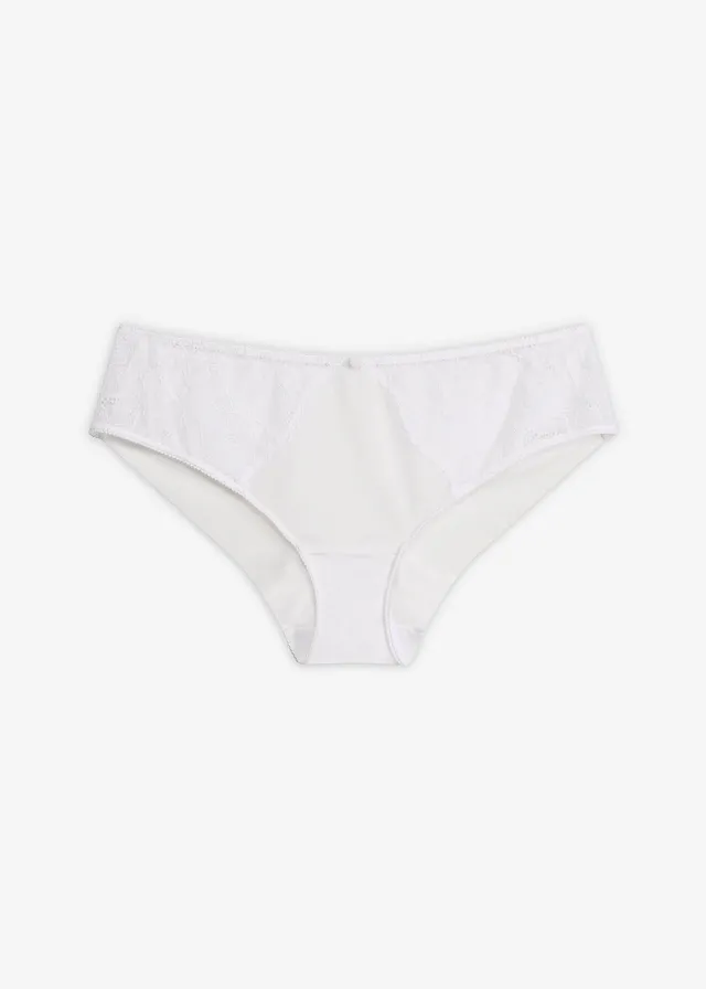 Chilot hipster cu dantelă elegantă (2 buc.) • alb/alb • magazin bonprix