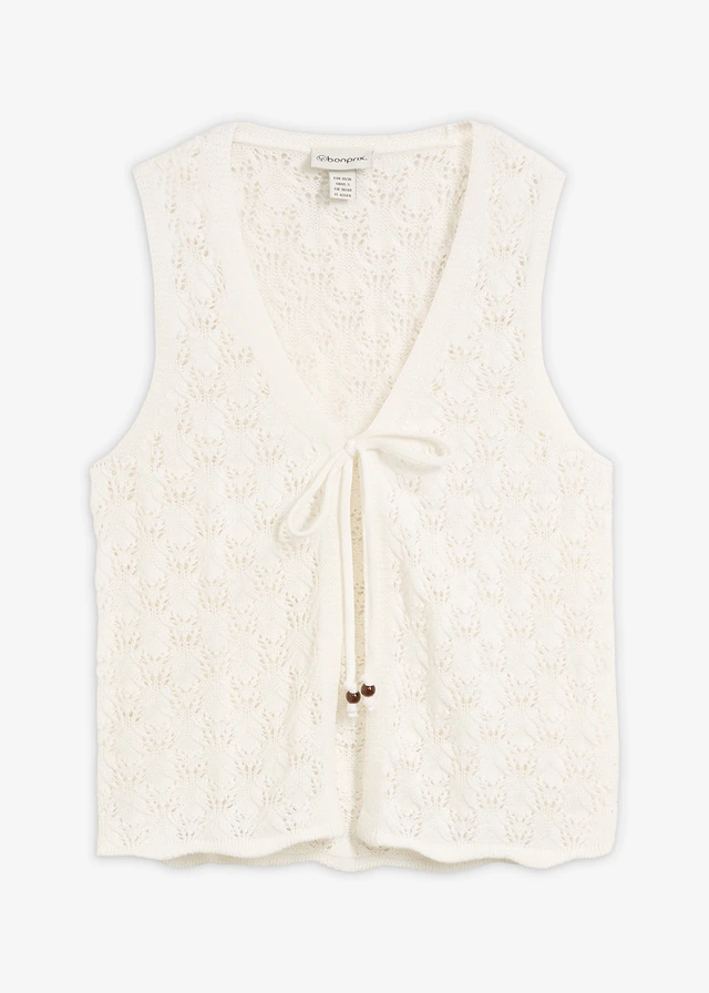 Gebreid ajour vest • wolwit • bonprix online shop