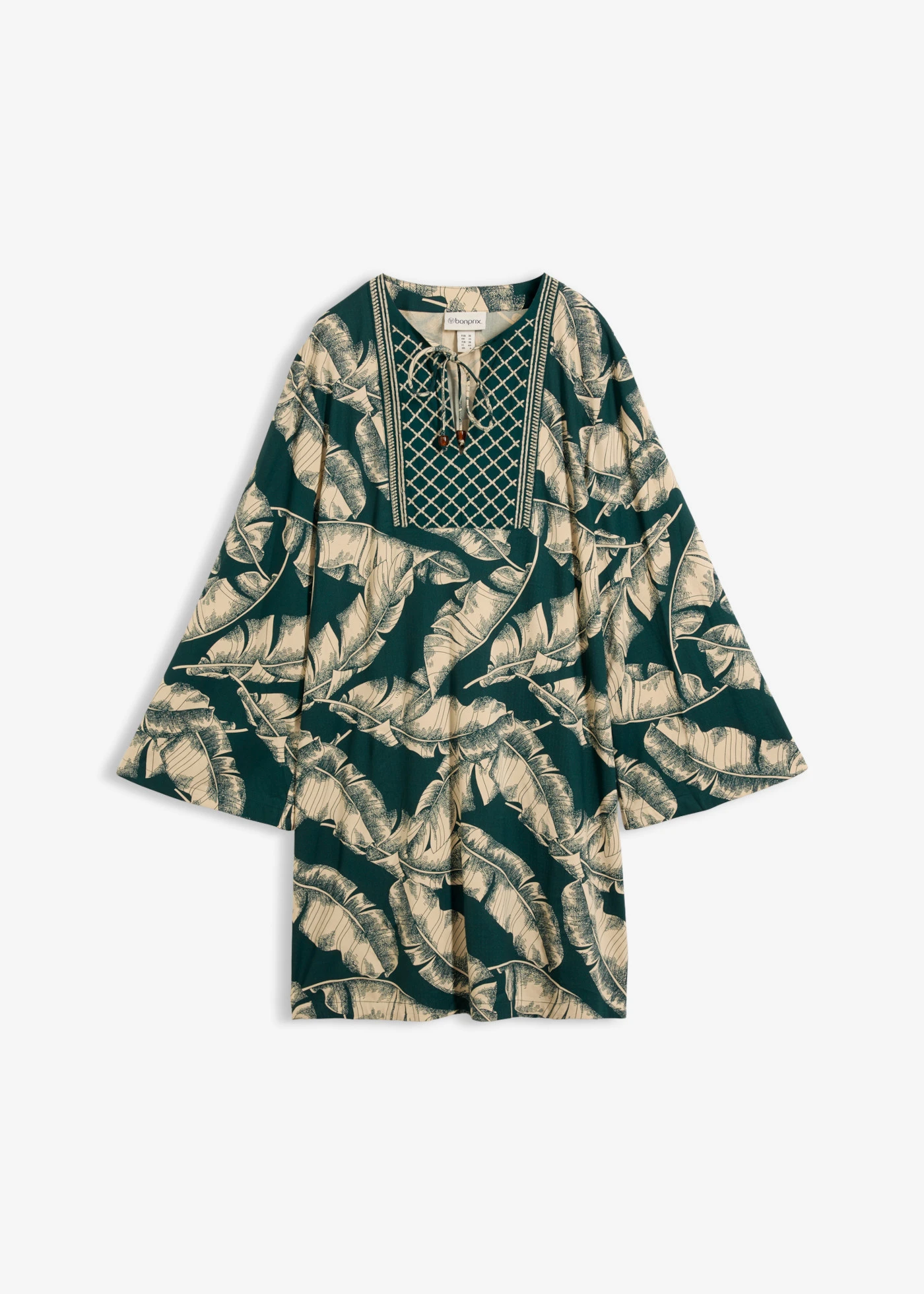 Tuniekjurk van een soepele viscosemix • diepgroen-lichtsand met print • bonprix online shop