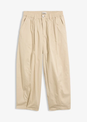 Pantalon barrel en coton extensible • sable clair • Boutique bonprix