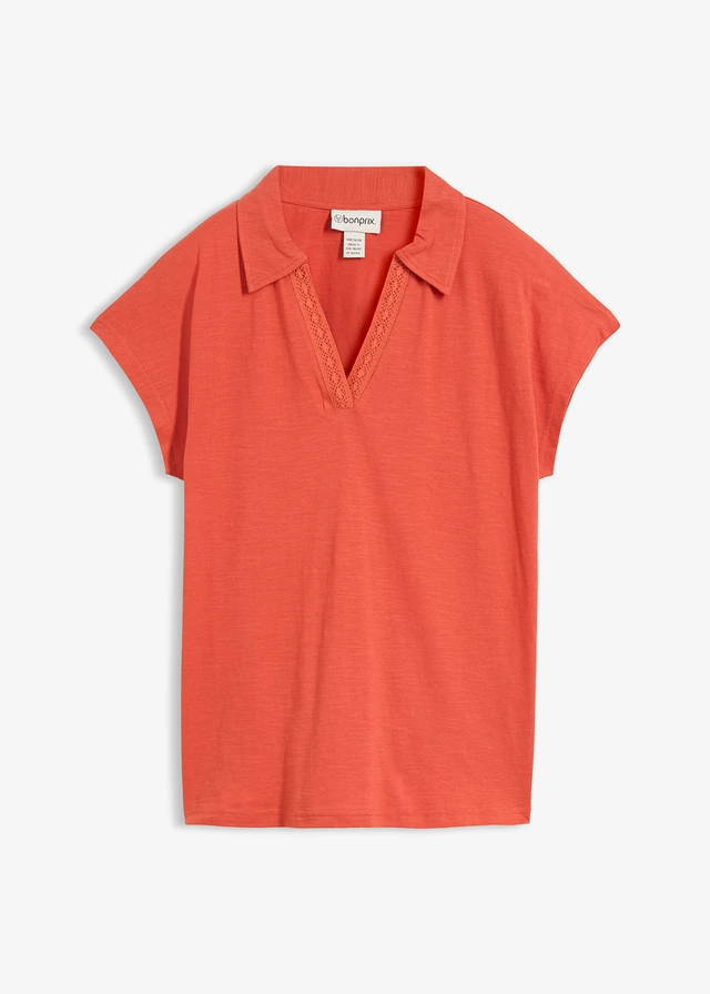 Koszulka polo  z czystej bawełny organicznej • czerwony cynamonowy • sklep bonprix