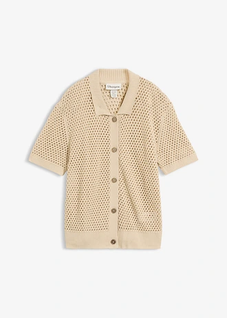 Gilet en maille ajourée, Couleur: sable clair