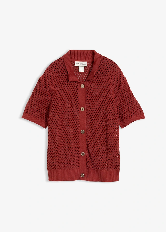 Gilet en maille ajourée • rouge désert • Boutique bonprix