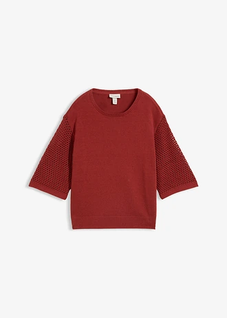 Pull en coton majoritaire, Couleur: rouge désert