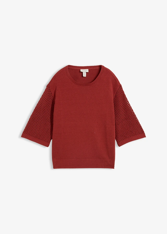 Sweter z mieszanki bawełny • czerwony pustynny • sklep bonprix