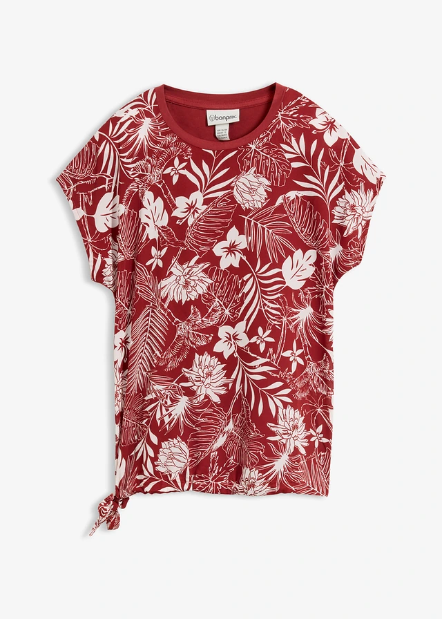 T-shirt van een viscosemix • voorkant: woestijnrood-wollwit gedessineerd achterkant: effen woestijnrood • bonprix online shop