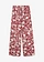 Marlene Dietrich broek in een viscosemix, Kleur: woestijnrood-wolwit met print