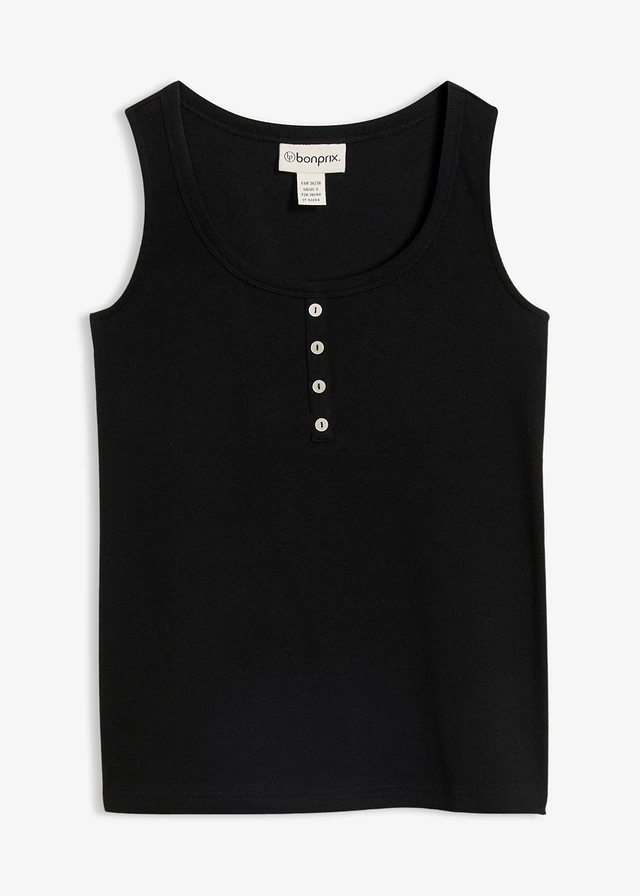 Heuplange geribde top • zwart • bonprix online shop