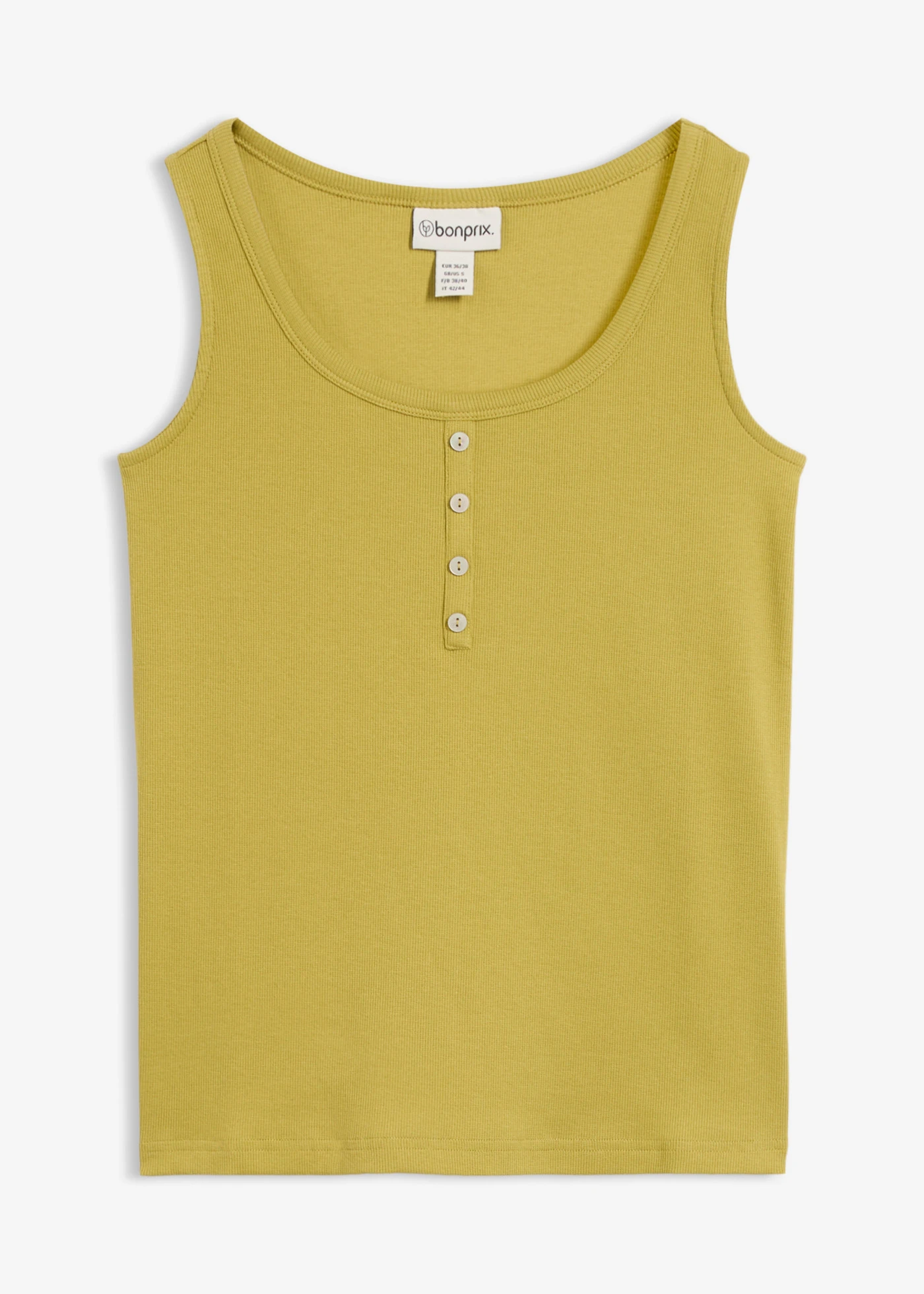 Heuplange geribde top • cactusgroen • bonprix online shop