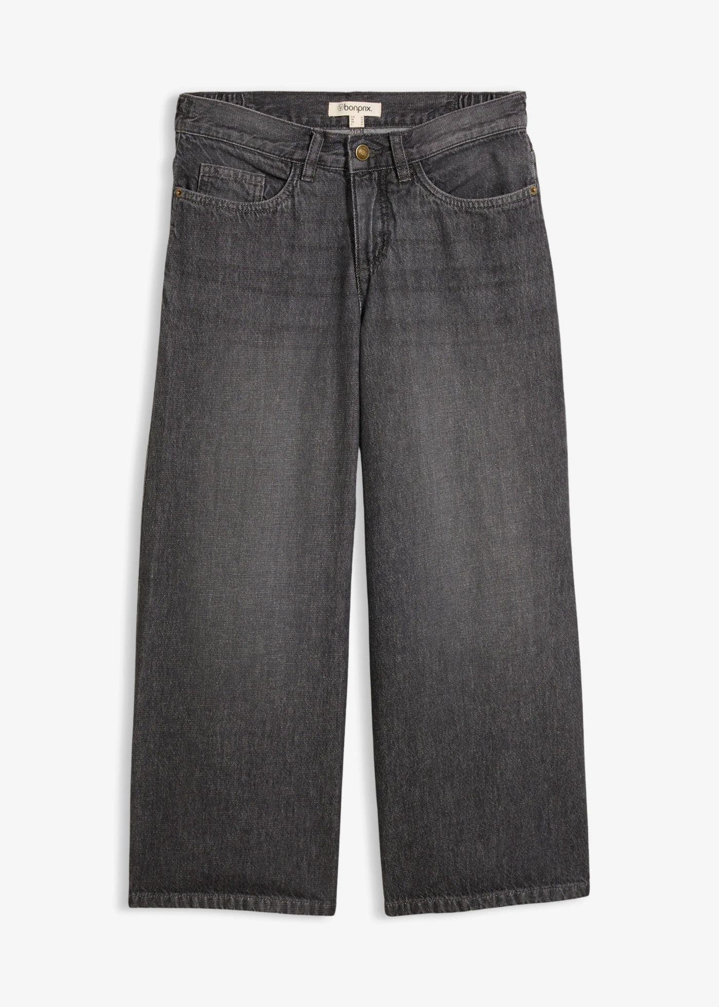 Džínsy wide-leg, stredná výška pásu • tmavosivá denim used • obchod bonprix