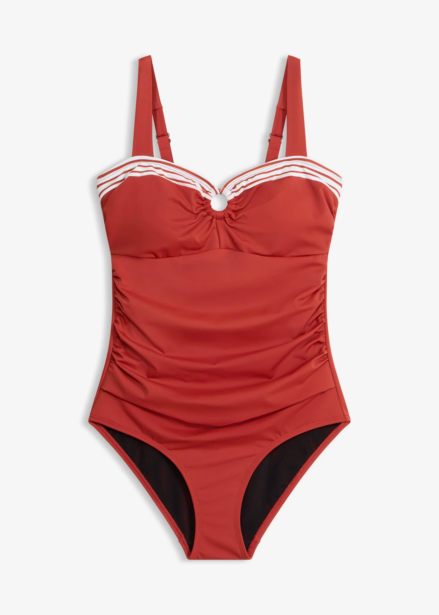 Maillot 1 pièce sculptant, maintien léger • rouille-blanc • Boutique bonprix