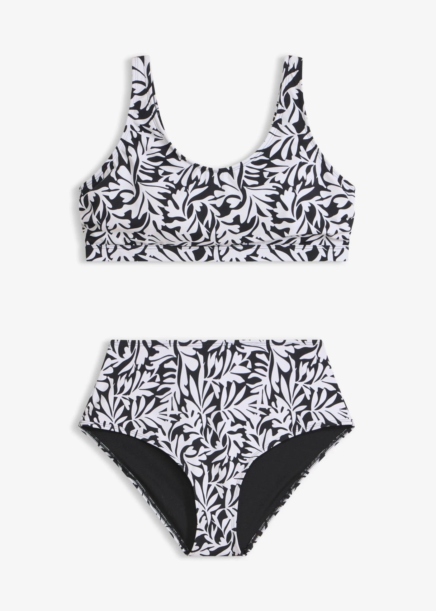 Bustier bikini (2-részes szett) • fekete/fehér virágmintás • bonprix áruház