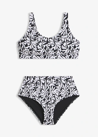Bikiny s podprsenkovým topem (2dílná souprava) • černo-bílá s květy • bonprix obchod