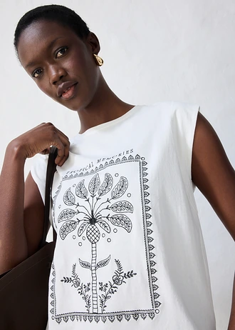 Tričko s podílem hedvábí • přírodní bílo-černá • bonprix obchod