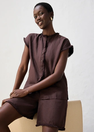 Tunikablúz tiszta lenvászonból • sötétbarna • bonprix áruház