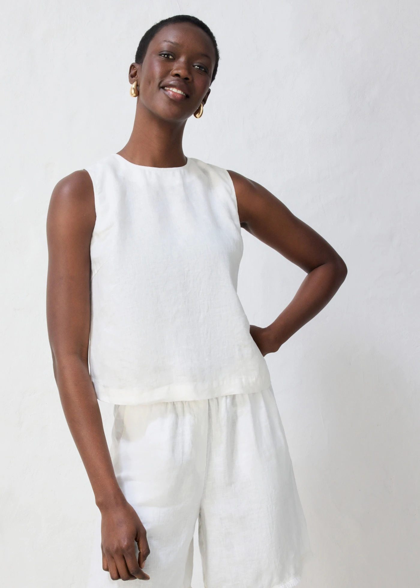 Korte top van puur linnen • wolwit • bonprix online shop