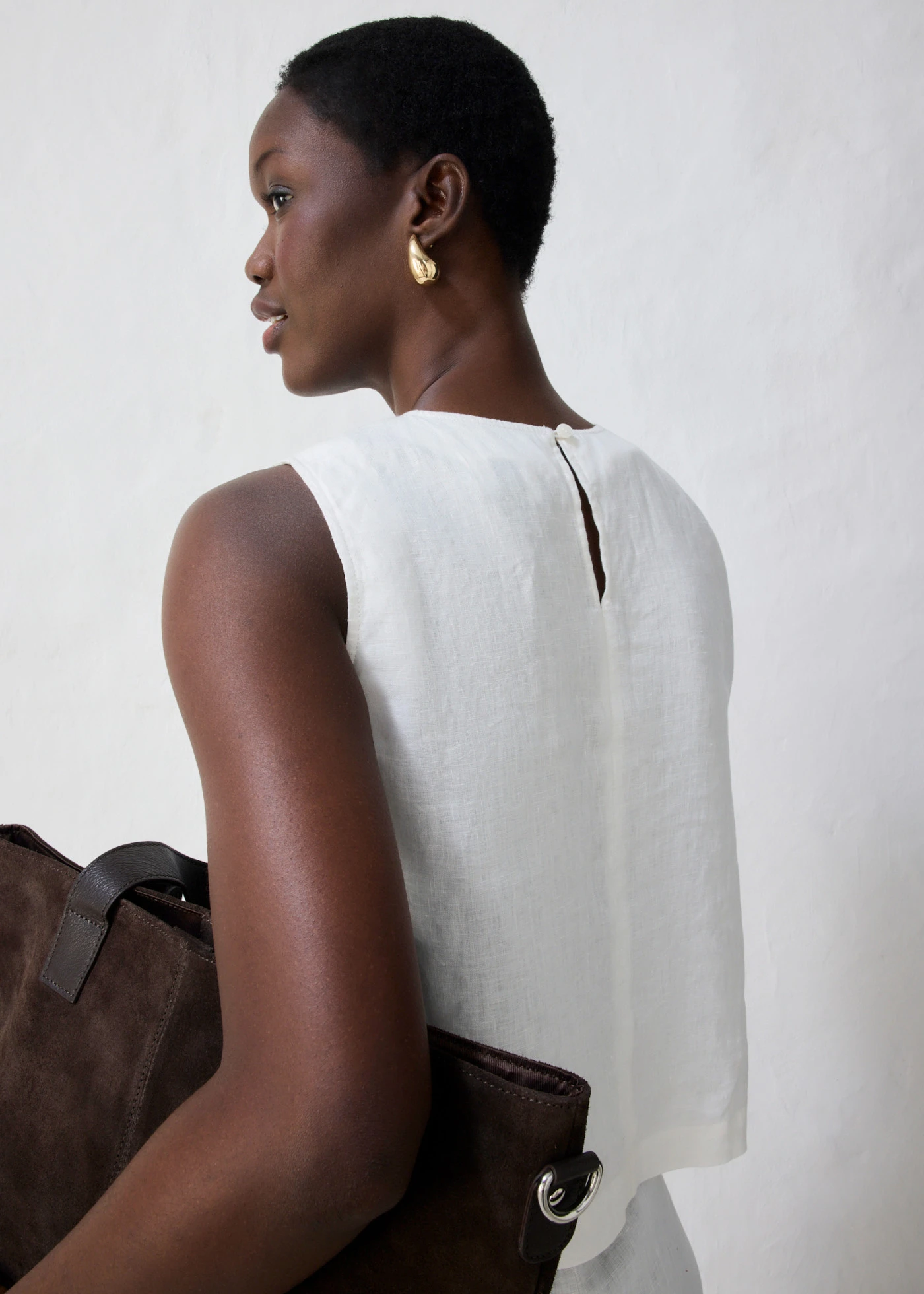 Korte top van puur linnen • wolwit • bonprix online shop
