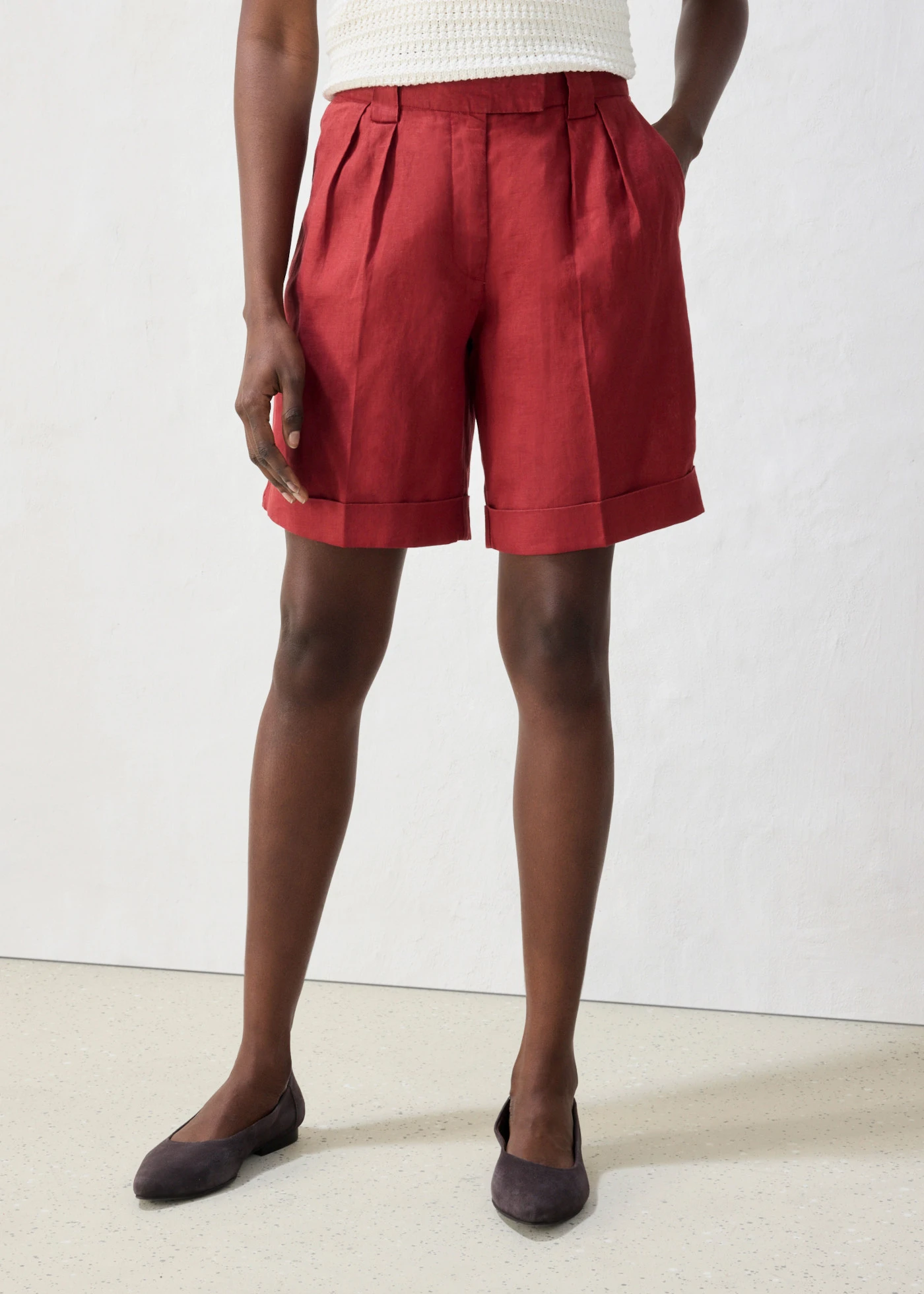 Bermuda 100 % lin • rouge désert • Boutique bonprix