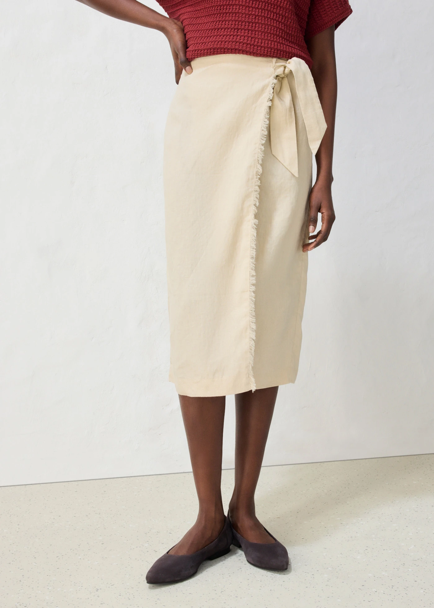 Linnen midi rok • lichtsand • bonprix online shop