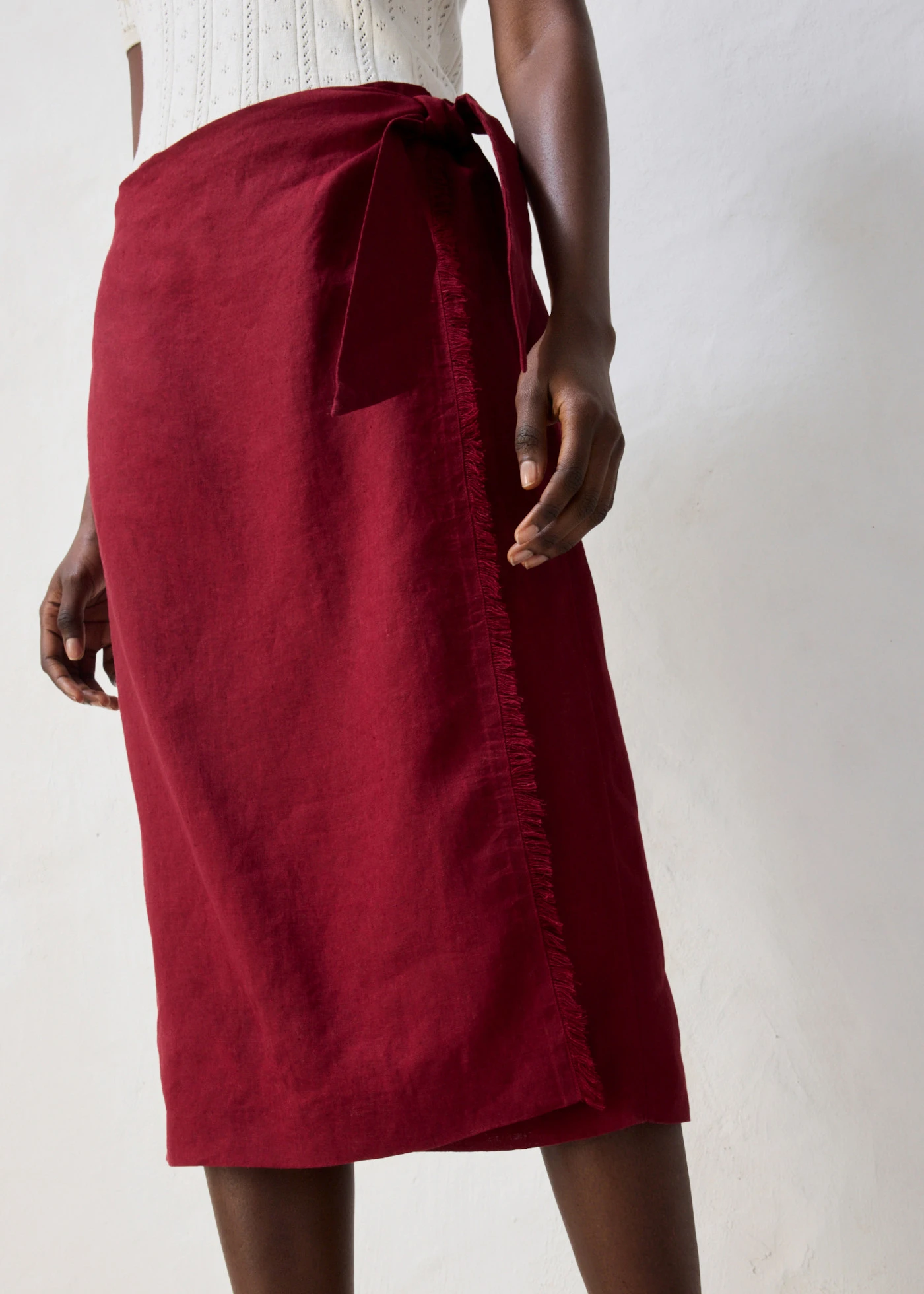 Linnen midi rok • robijnrood • bonprix online shop