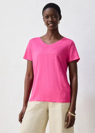T-shirt van puur linnen, Kleur: pinklady