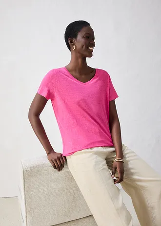 T-shirt z czystego lnu • różowy pink lady • sklep bonprix