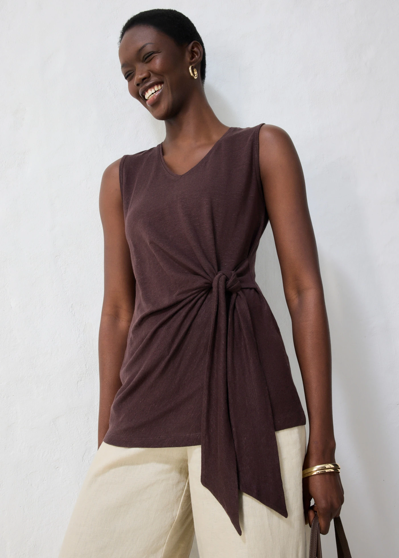 Wikkelshirt van puur linnen • donkerbruin • bonprix online shop