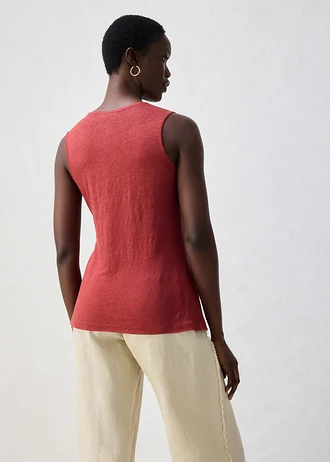 Wikkelshirt van puur linnen, Kleur: woestijnrood