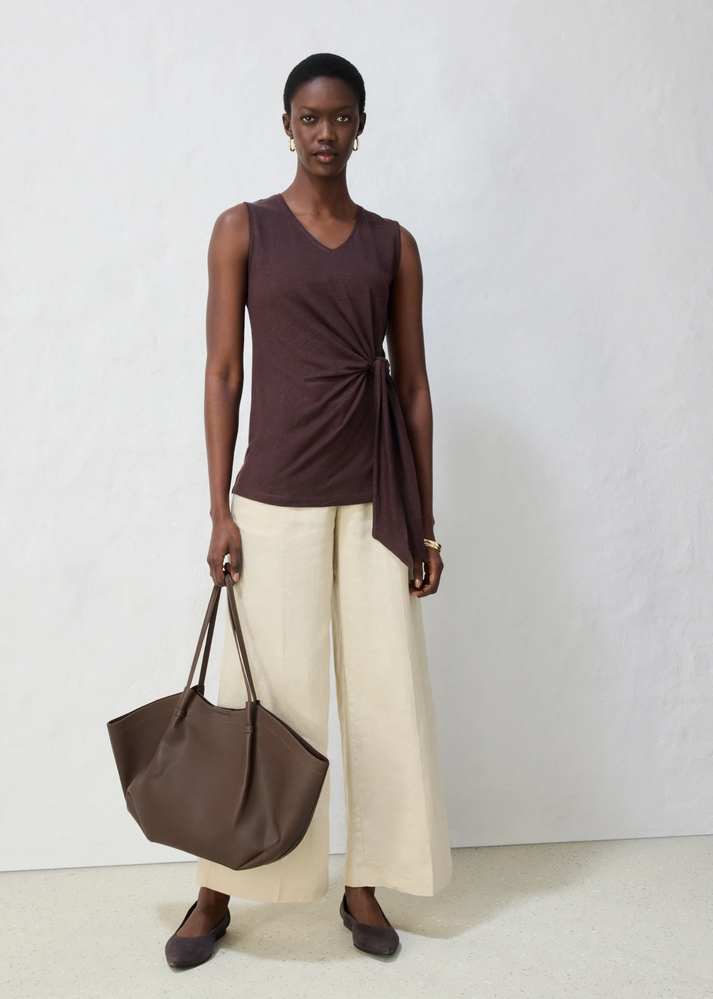 Top cache-cœur, 100% lin • marron foncé • Boutique bonprix