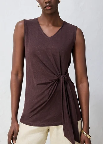 Wikkelshirt van puur linnen • donkerbruin • bonprix online shop