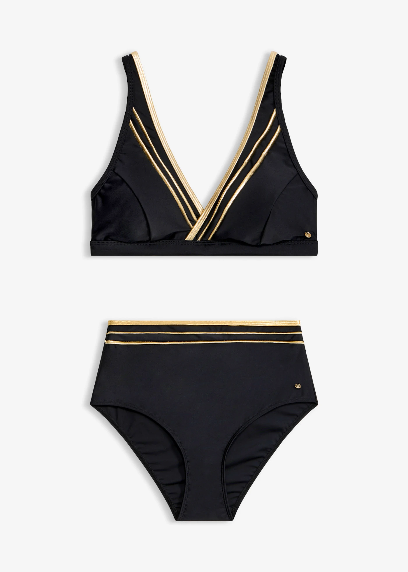 Bralette bikini in wikkellook (2-dlg. set) • zwart/goudkleur • bonprix online shop