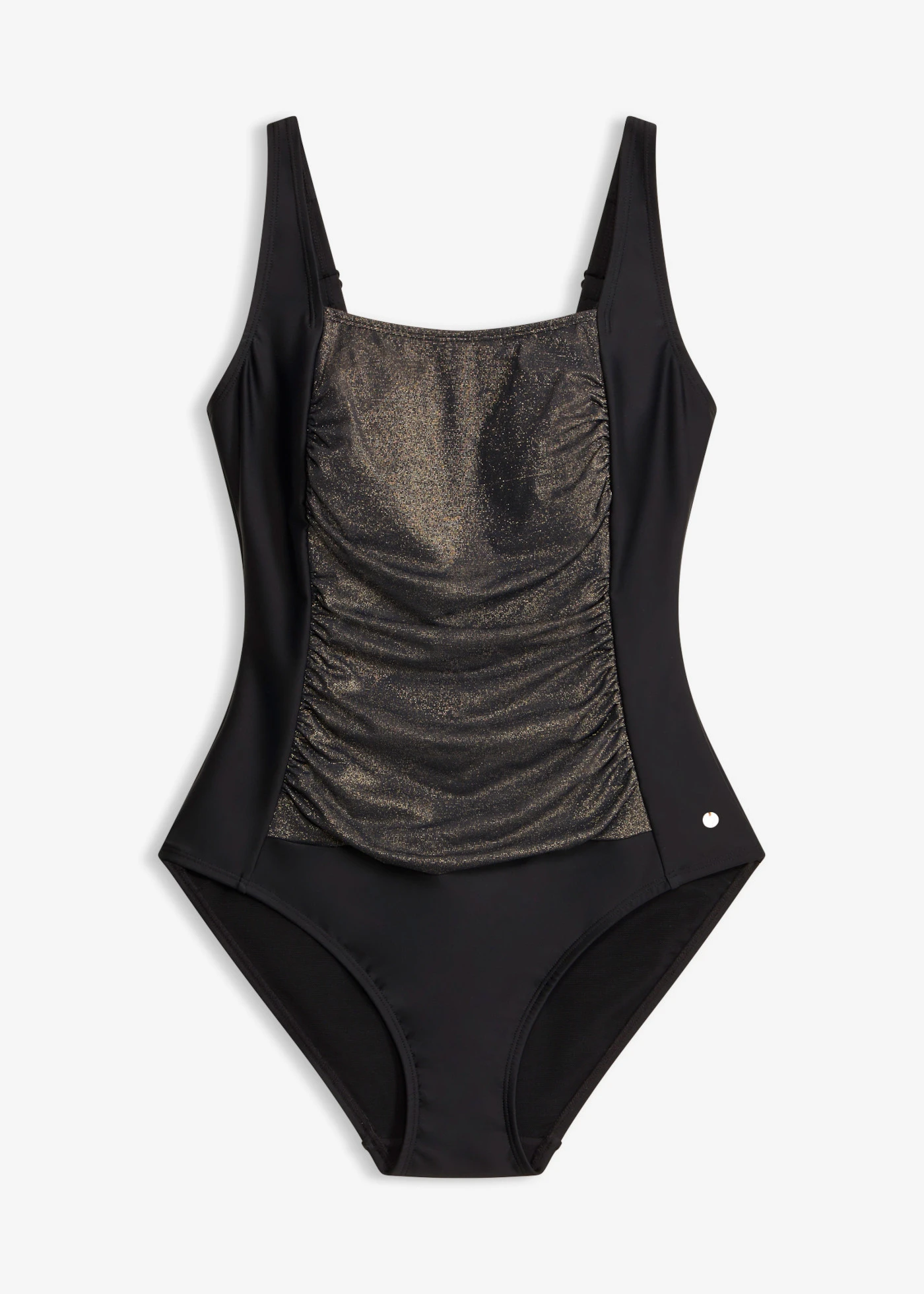 Maillot 1 pièce sculptant à empiècement brillant, maintien modéré • noir • Boutique bonprix