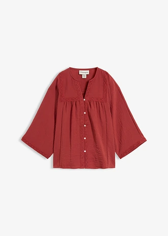 Blouse in een viscosemix, Kleur: woestijnrood