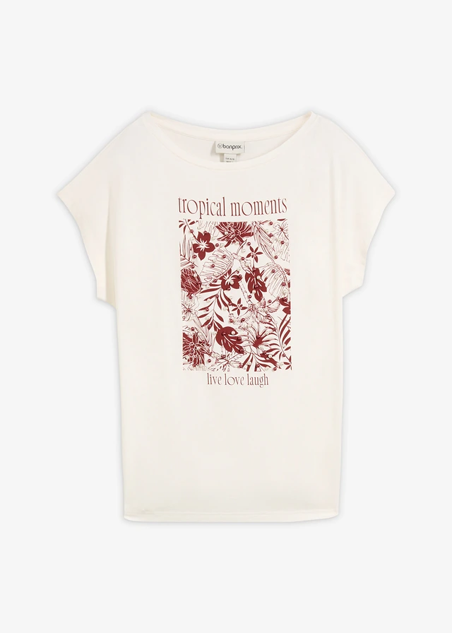 T-shirt z mieszanki wiskozy • biel wełny • sklep bonprix